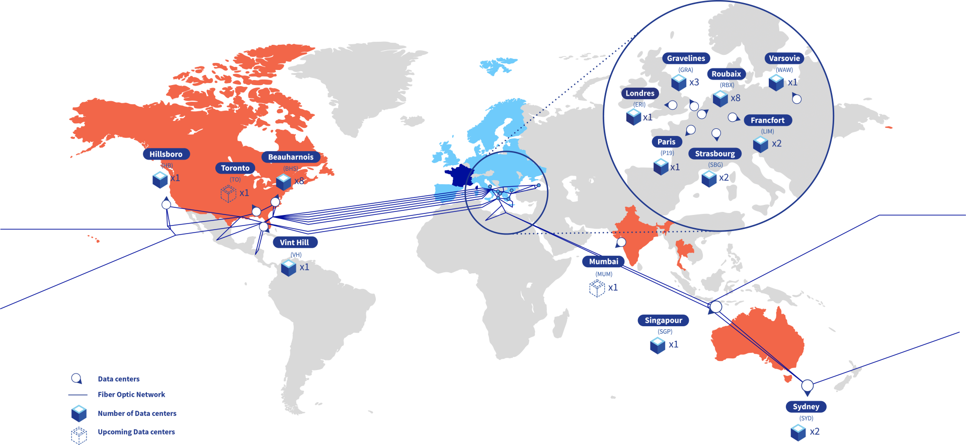 Datacenter map OVHcloud