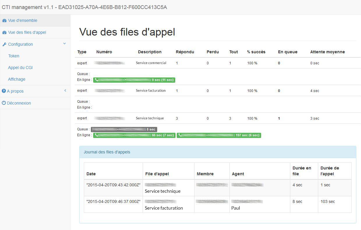 CTI Vue des Files d'appel