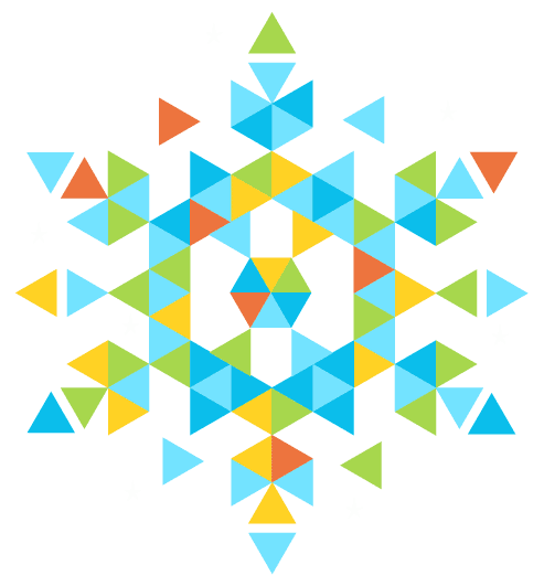 Snowflake made out of colorful triangles