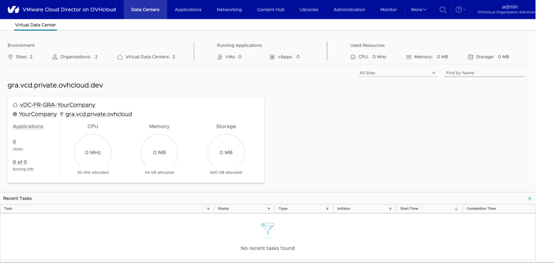 VCD Homepage dashboard